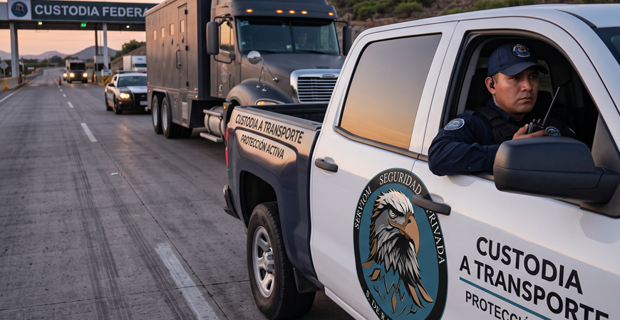 Unidad de custodia de SERVIOM acompañando transporte de carga
